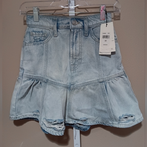 7 For All Mankind Women's (Size 23) Blue Denim Replum Mini Skirt (NWT) - Picture 1 of 11